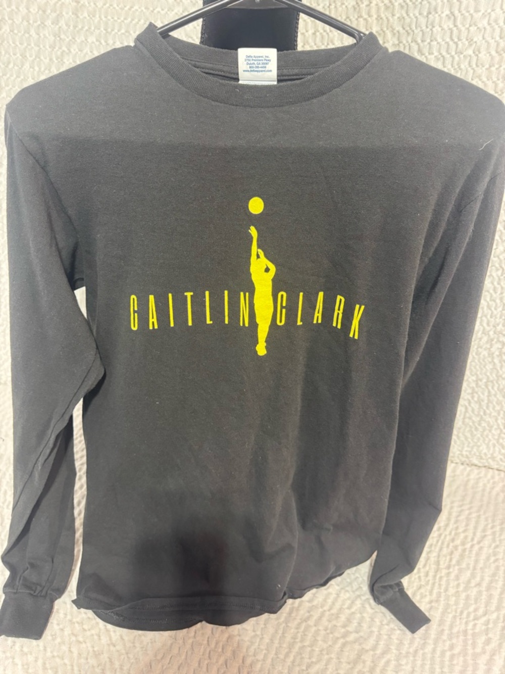Delta Black Long Sleeve Tee with Yellow Caitlin Clark Graphic